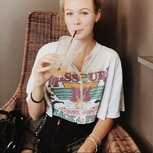 VINTAGE LF Zipper Cropped Graphic Tee